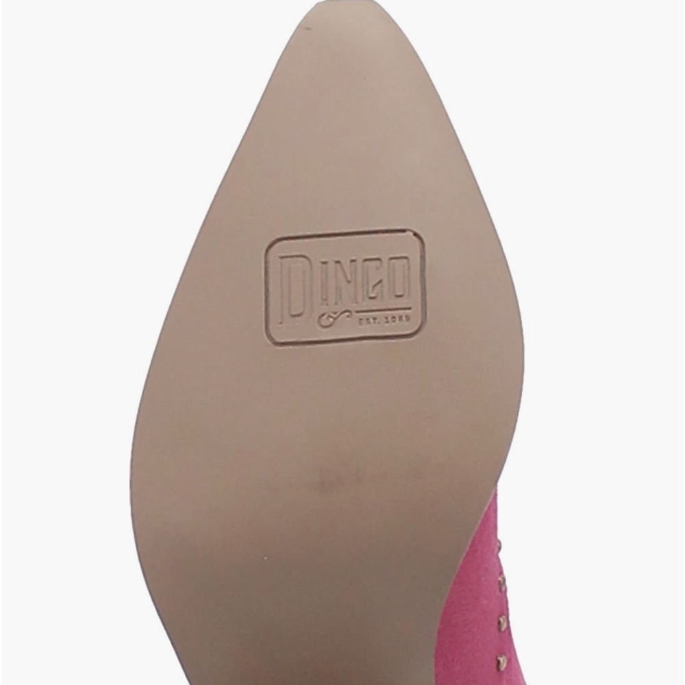 DINGO Fuchsia Pink Suede Studded Classy N Sassy Pointed Toe Western Boot NEW - Picture 5 of 13